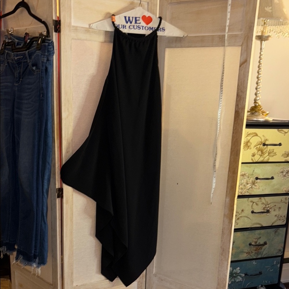 RACHEL Rachel Roy Black Asymmetrical Draped Skirt